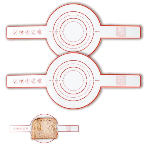 Lot de 2 tapis de cuisson en silicone avec poignée, réutilisables, pour pain et pâte, tapis de cuisson antiadhésif, résistant à la chaleur, tapis en...