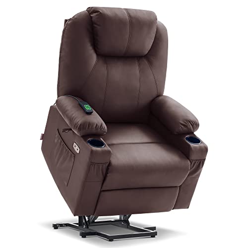 Mcombo Large Dual Motor Power Lift Recliner Chair With Massage And Heat For Big And Tall Elderly People, Infinite Position, Usb Ports, Extended Footrest, Faux Leather 7815 (Light Brown, Large) #TOP14