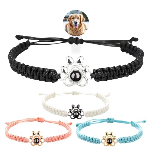 ZEXUPER Pulsera de fotos personalizada con imagen interior para parejas, pulseras de proyección personalizadas, longitud ajustable, regalos para hombres, Metal