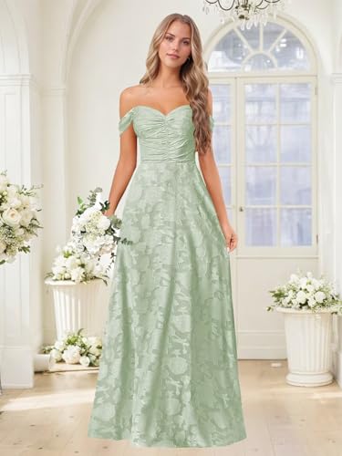 ALFEICE Lace Chiffon Jacquard Bridesmaid Dresses for Women Long Off The Shoulder Strapless Formal Wedding Guest Dress4