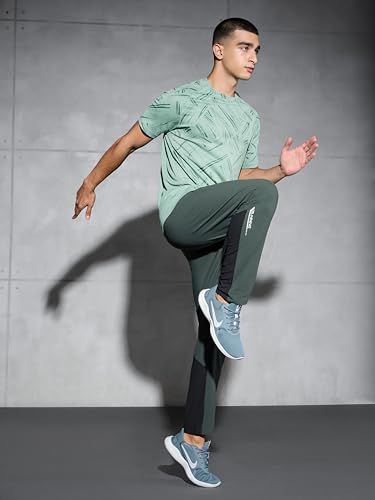 Image of TECHNOSPORT Men's Solid Trackpants DURACOOL+ Quick Dry Straight Fit Mid Rise Drawstring Polyester for Gym Training Outdoor Wear Anti Odour
