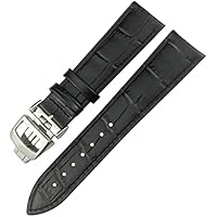 SKM Correa de reloj de calidad de 20 mm, 21 mm, 22 mm, apta para Jaeger LeCoultre Master Moonphase negro, azul y marrón (color: negro, tamaño: 21 mm)