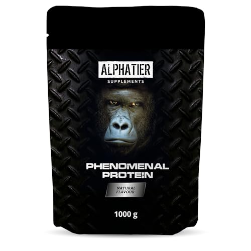 Eiweißpulver mit BCAA und EAA - Natural 1000 g - Eiweiß Pulver mit 88% Protein ohne Süßstoff - Alphatier Phenomenal Proteinpulver - Sojaproteinisolat mit Aminosäuren - glutenfrei + laktosefrei