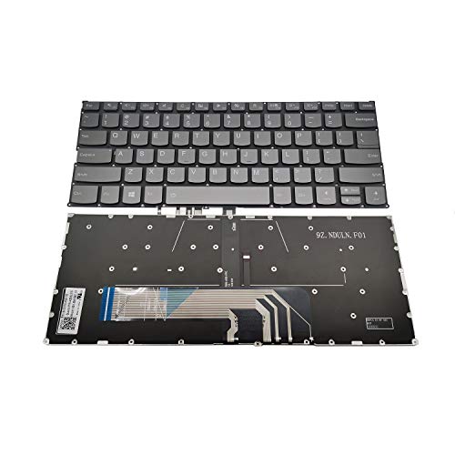 LAKA Laptop Replacement Keyboard with Yoga 730-13IKB Yoga 730-13IWL Yoga 730-15IKB Yoga 730-15IWL, Yoga 530-14ikb, Flex 6-14ARR Flex 6-14IKB Laptop US Keyboard Backlit Gray - Thumbnail 2