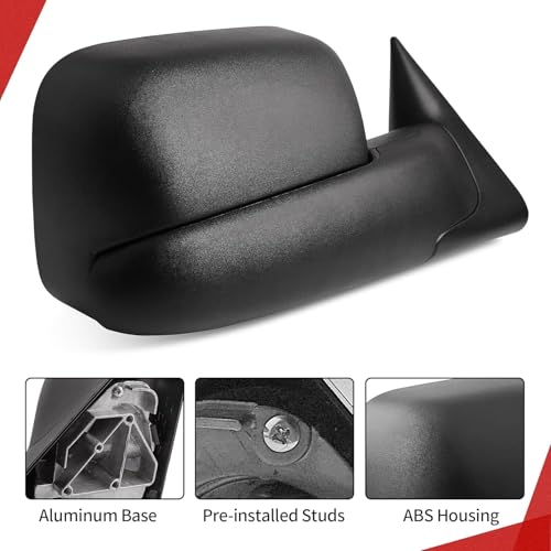 YITAMOTOR Towing Side Mirrors Compatible with 94-01 Dodge Ram 1500, 94-02 Dodge Ram 2500 3500 Tow Mirrors Manual Flip-Up Folding with Support Brackets Black by YITAMOTOR - Image 4