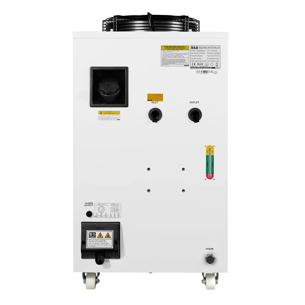 DiTFATOP S&A CW-6000DN Industrial Water Chiller 110V for 100W Solid-State La-ser, 22KW Engraver Spindle, 30W-300W Fiber La ser Cooling Machine,AC 1P 110V, 60Hz