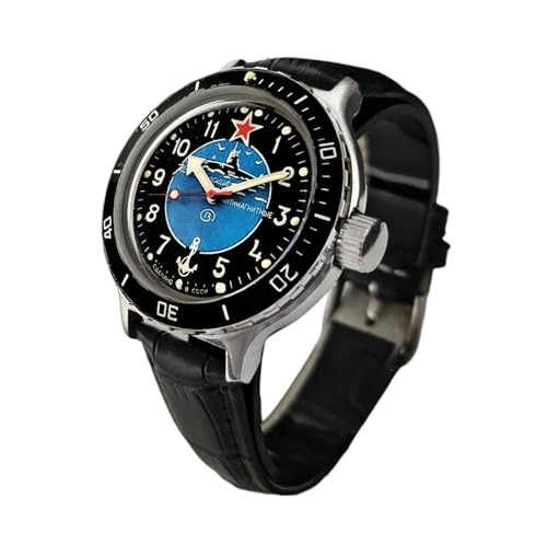 CUCUBA Boctok Vostok Komandirskie - Reloj de carga manual de época soviética, serie numerada 904372, profundidad máxima de 200 m, diseño sumergible CUCUBA Boctok Vostok Komandirskie - Reloj de carga manual de época soviética, serie numerada 904372, profundidad máxima de 200 m, diseño sumergible