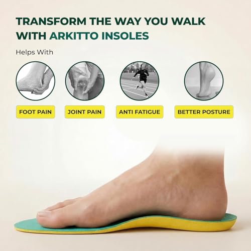 Image of Arch Support Insoles Size Extra Large (UK 12,13) for Men & Women | Flat Foot Relief, All-Day Comfort & Footbed Support | Lightweight, Soft, Odourless, Trim-to-Fit, Breathable | 1 Pair