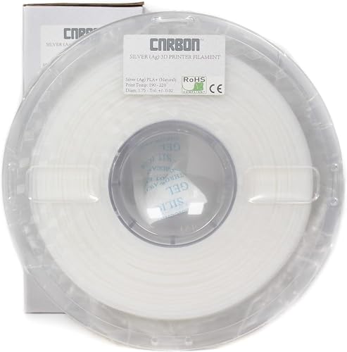 Silver (Ag) Certified Food Grade PLA+ Anti-Bacterial 3D Printer Filament - CARBON by Comfy Materials - Lab Tested Anti-Microbial Composite, 1.75mm, 1kg, Accuracy: +/- 0.02 (Natural)