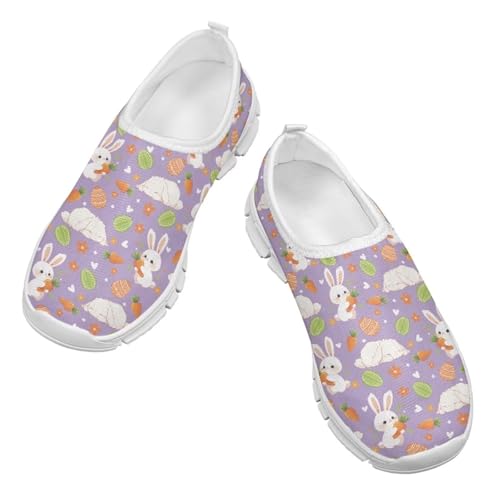 Girls Slip On Sneakers Easter Bunny Shoes for Girls Tennnis Gym Shoes