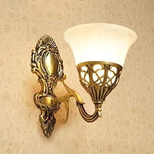 Image of SINOMAN Antique Wall Light with Glass Shade Contemporary Adjustable Decorative Lighting Indoor Wall Lamp Fixture for Bedroom, Living Room, Hallway, Kitchen and Home Decor (Single) (Without Bulb)
