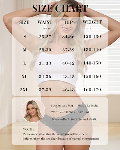 Image of Aijolen Women's Cotton Bikini Underwear Soft Low Waist Panties Cheeky Lace Underpants S-XXL