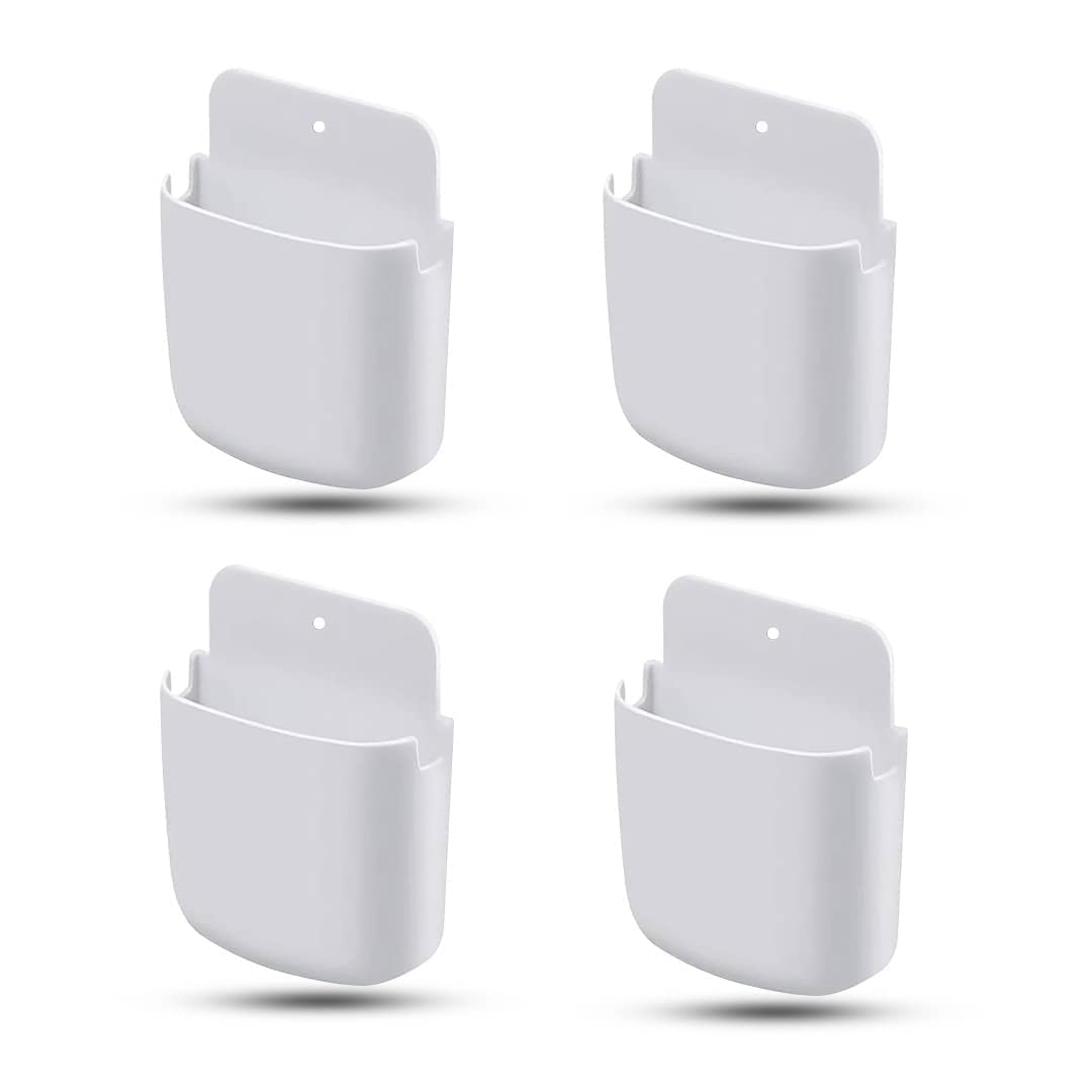 DIGIONICS Wall Mounted Adhesive Remote Control Stand Mobile Phone Holder for Charging AC/TV Storage Box for All phones (White Pack of 4) (B0C3XK3DW5) Amazon Price History, Amazon Price Tracker