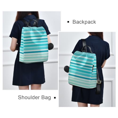 Image of ALAZA Teal Blue Stripes Trips Hiking Camping Rucksack Pack for Women