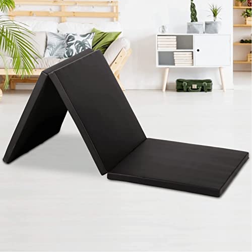 Gymnastics Mat Exercise Mats Workout Mat With Carrying Handle, Anti-Tear Lightweight Exercise Mat Folding Extra Thick Tumbling Mats Indoor/Outdoor Gymnastics Equipment For Kids Adults, Black #TOP7