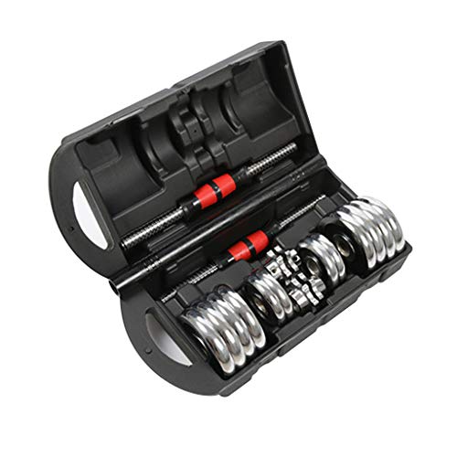 1 Pair 66LBS Adjustable Dumbbell Weight, Exercise Fitness Barbell Set, Heavy Dumbbells Weights, Free Weights 2-in-1 Set, All-Purpose, Home, Gym, Office (Silver, 66LBS)