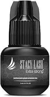 Extra Strong Eyelash Extension Glue - Stacy Lash (0.17fl.oz / 5ml) / 0.5-1 Sec Drying time/Retention – 7 Weeks/Maximum Bonding Power/Black Adhesive for Semi-Permanent Extensions/Professional Supplies