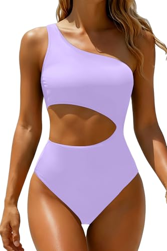 Image of Women's One Piece Swimsuit- One Shoulder Bathing Suit Cutout Tummy Control Swimwear