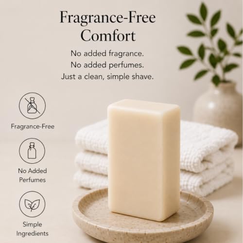 Image of Fragrance-Free Shaving Soap Bar for Women with Shea Butter, 2 Bars