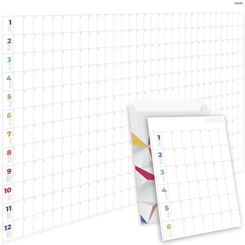 PACKLIST® Planificador de Pared sin Fecha, Personalizable   Calendario Anual Poster Grande DIN A1 84x60 cm. para Potenciar la Organización Familiar, Estudios y Trabajo
