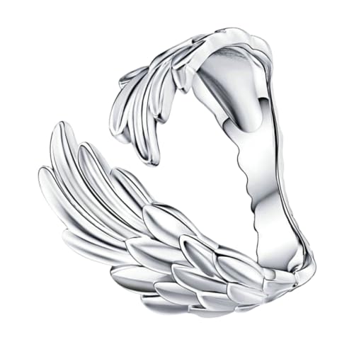 Bague ajustable en argent S925 avec ailes pour femme de mariage et usage quotidien