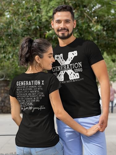 Image of Generation X Graphic T-Shirt, 1965-1980 Nostalgic Print, Front and Back Design, Unisex