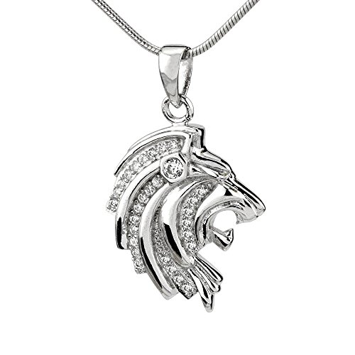 Preisvergleich Produktbild SILVEGO Unisex Anhänger aus 925 Sterling Silber Löwe mit Zirkonia
