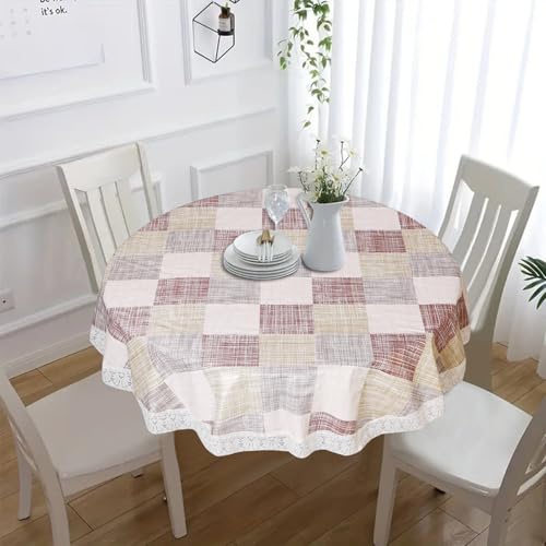 Image of Dakshya Industries PVC Waterproof Round Table Cover for 4 Seater Dining Table | 60 Inch Round Printed Table Cover | Spill Proof, Oil Resistant, Heat Resistant, Wipe Clean