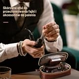 Contacts Etui podróżne ze skóry licowej, przechowywanie fajki do palenia mała torebka organizer akcesoria przenośne uchwyt na zapalniczkę zamek błyskawiczny pudełko na fajki tytoniowe vintage design