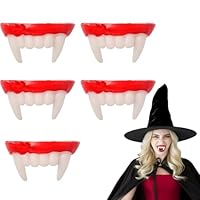 5 Pcs Vampire Teeth Fake Fangs,Halloween Dracula Fangs , Halloween Vampire Teeth Fangs for Kids and Adults Masquerade Theme Party Cosplay