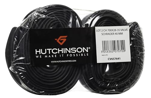 HUTCHINSON Blister Pack of 2 Road Cameras 700 x 28-35, Schrader Valve (Gorda), 40 mm, Unisex Adult, Black, Standard