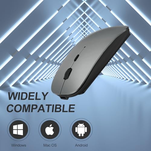 Image of KLO 4 Modes Rechargeable Bluetooth Mouse BT3.0 /5.2+USB-2.4G /Type-C,Wireless Mouse for MacBook pro /MacBook air /Laptop /iMac /ipad /Notebook /pc (BT /USB-C Grey)