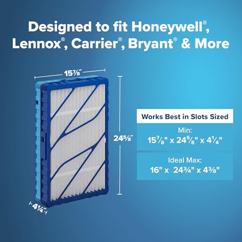 Image of Filtrete 16x25x4 Refillable Air Filter Starter Kit, MPR 1550, MERV 12, 1 Reusable Air Filter Frame & 2 Air Filters, Fits Honeywell & Lennox, Allergen Bacteria & Virus, actual size 15.88 x 24.62 x 4.25