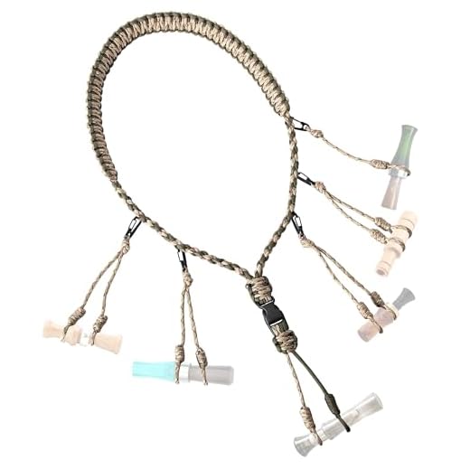GLORYFIRE Duck Call Lanyard with Removable Drops Secures 5 Call Premium Military Grade Real Nylon Game Call Lanyard Hand Braided Camo 550LB Paracord Goose Calls for Hunting Predator Ducks Dog Whistle