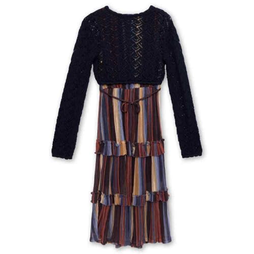 Speechless Girls' Sleeveless Midi Dress and Long Sleeve Crochet Shrug2