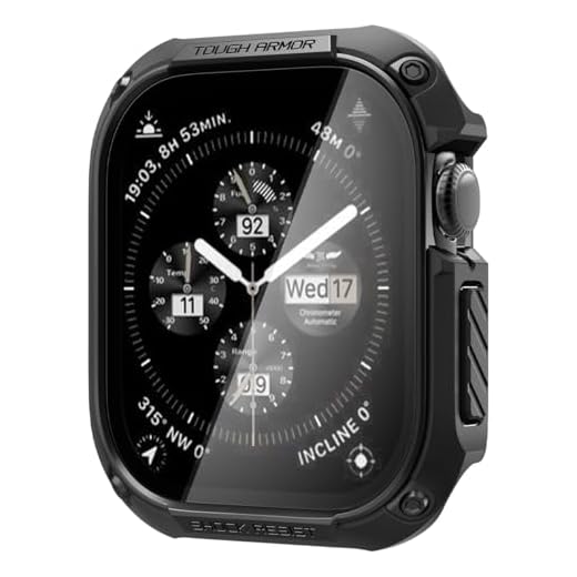 Spigen for Apple Watch Series 11 Case, Tough Armor Compatible with Series 11/10 46mm Durable Full Coverage Cover with Built-in Touch Sensitive Tempered Glass Screen Protector - Black