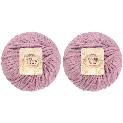 JubileeYarn Bamboo Cotton Chunky Yarn - 100g/Ball - Cotton Candy - 2 Balls, 217 Cotton Candy