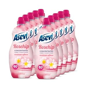 Asevi Fabric Conditioner, Laundry Conditioner, Liquid Fabric Conditioner, 60 Washes, Rosehip, Multipack of 10 X 1380ML