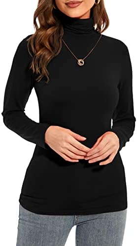 YepClick Black Turtleneck for Women Dark Academia Clothing Turtle Neck Long Sleeves for Women Thermal Shirts for Women Medium