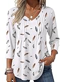 Zeagoo Ladies Tops and Blouses Dressy Casual 3/4 Sleeve Shirts Fall Outfits Pleated Winter Clothes