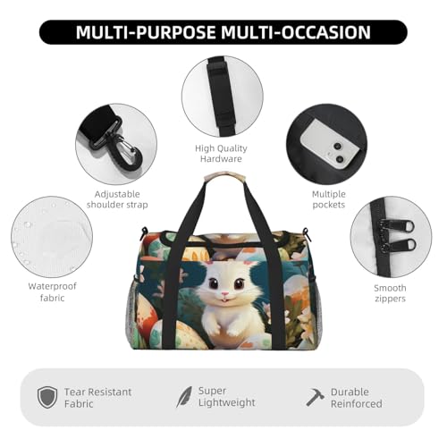 Travel Duffel Bag Lightweight Waterproof Carry On Tote Bag Foldable Weekender Overnight Bags Cute Easter Bunny Sport Gym Bag For Women Men3