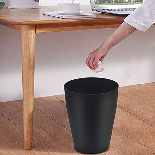 Image of Feisco Small Trash Can,Plastic Round Bathroom Wastebasket Garbage Can for Bathroom Bedroom Kitchen Office (Black, Pack of 1)