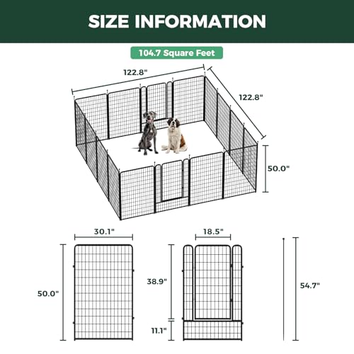 Image of FXW Rollick Unleashed Dog Playpen for Indoor, Yard, RV Camping, 50 inch 16 Panels for Large Dogs, Black│Patented