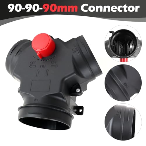 Copgge Diesel Parking Heater Duct Connector 3 Way Air Duct Splitter Connector Adjustable Valve Air Vent Ducting Hose Adapter Fits for Webasto Airtronic Auxiliary Heater 90mm Diameter