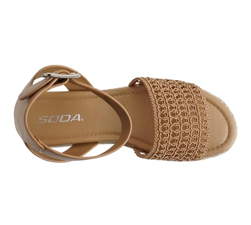 Image of Soda Topic Open Toe Buckle Ankle Strap Espadrilles Flatform Wedge Casual Sandal
