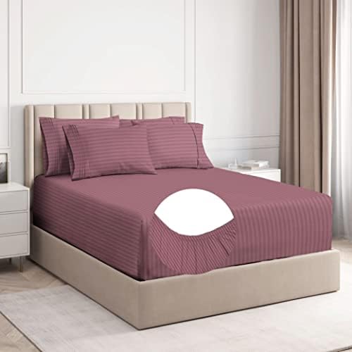 Buy VAS COLLECTIONS Premium 220 TC Cotton Solid Striped Elastic Fitted