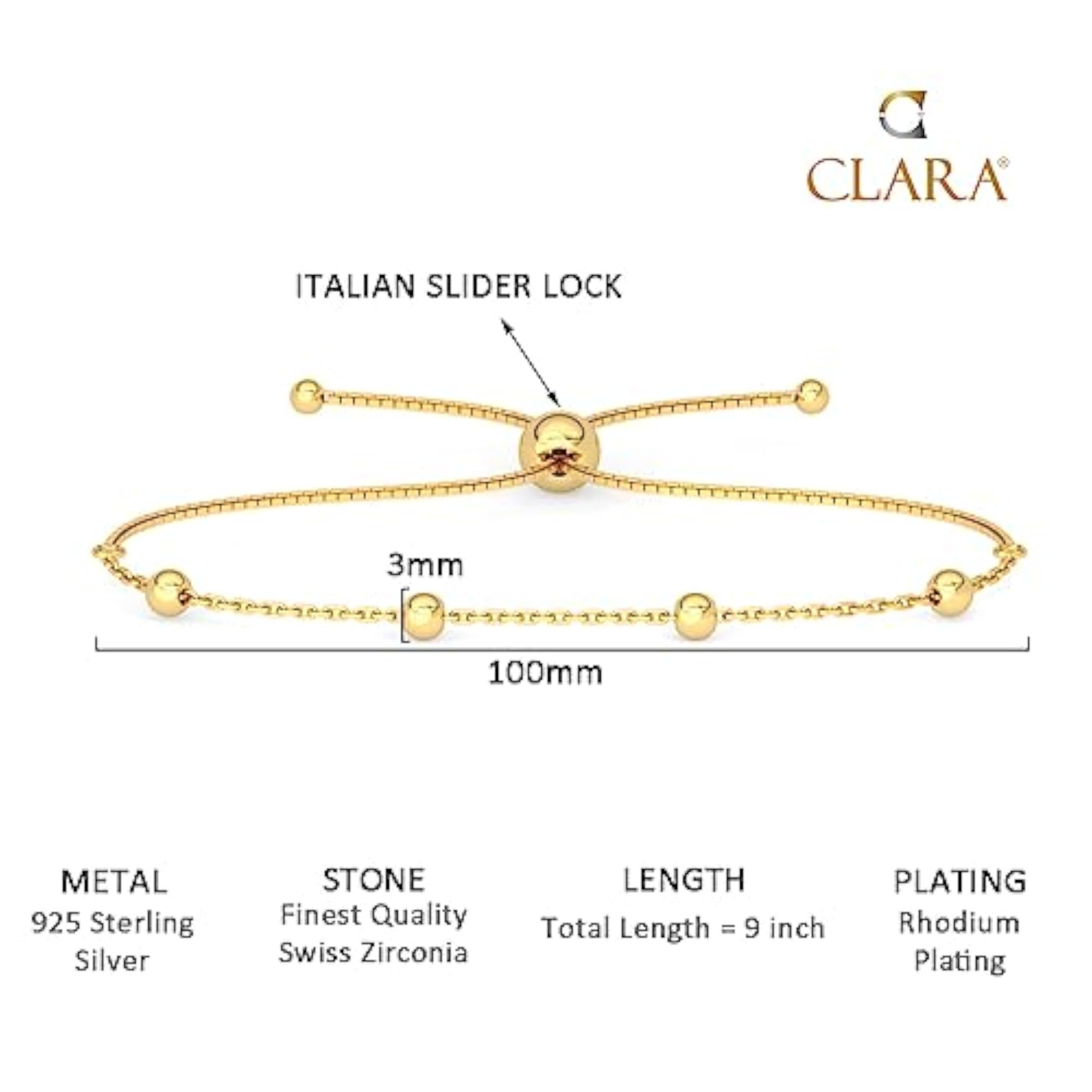 Women's Pure 925 Silver Golden Ball Chain Bracelet
