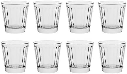 AmazonCommercial Fluted Fruit Juice Glass Drinking Glasses, Barware Glass Tumbler, 198 ml, Set of 8