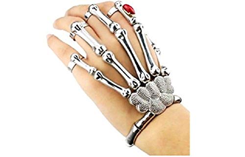 Lingduan Skull Fingers Metal Skeleton Slave Bracelet Ring Gothic Halloween Fashion Women Hand Chain