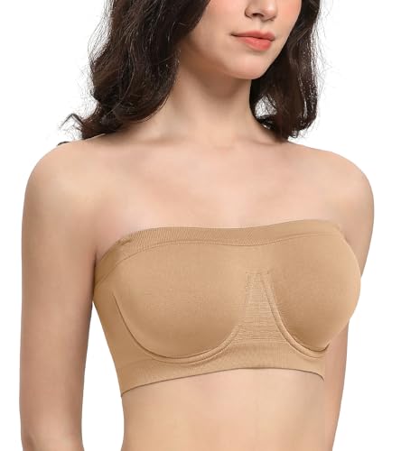 Lemorosy Women's Invisible Seamless Non-Padded Underwire Bandeau Multiway T-Shirt Bra3